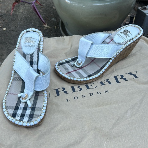 Burberry White Nova Check Espadrille Wedge - Picture 2 of 11